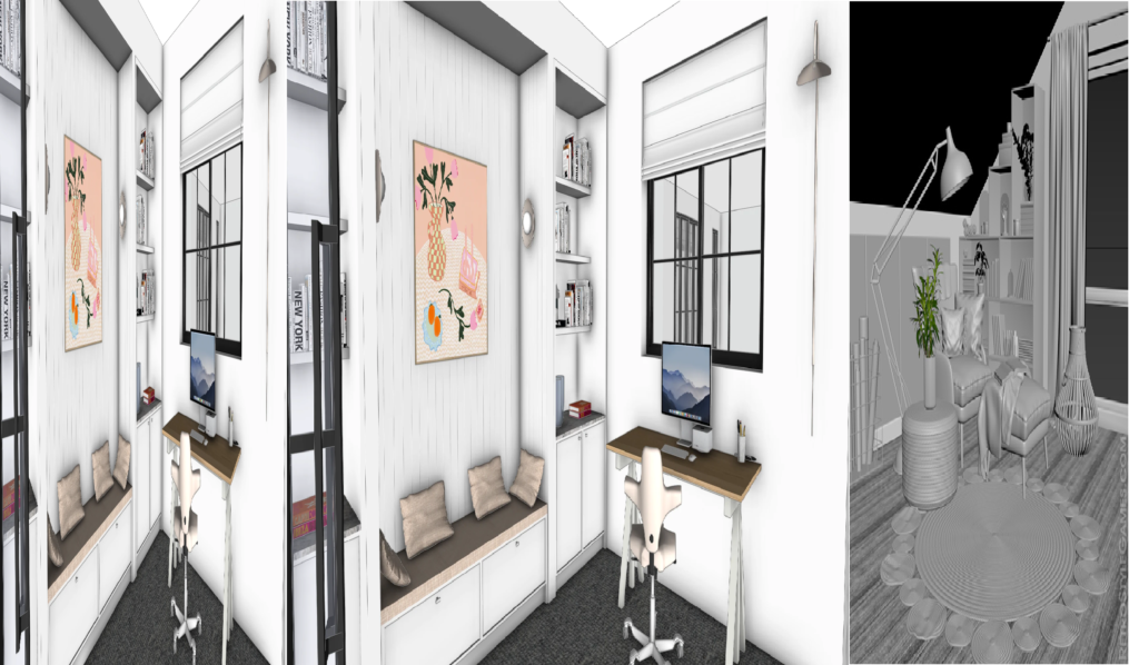 3D interior design model created using SketchUp software